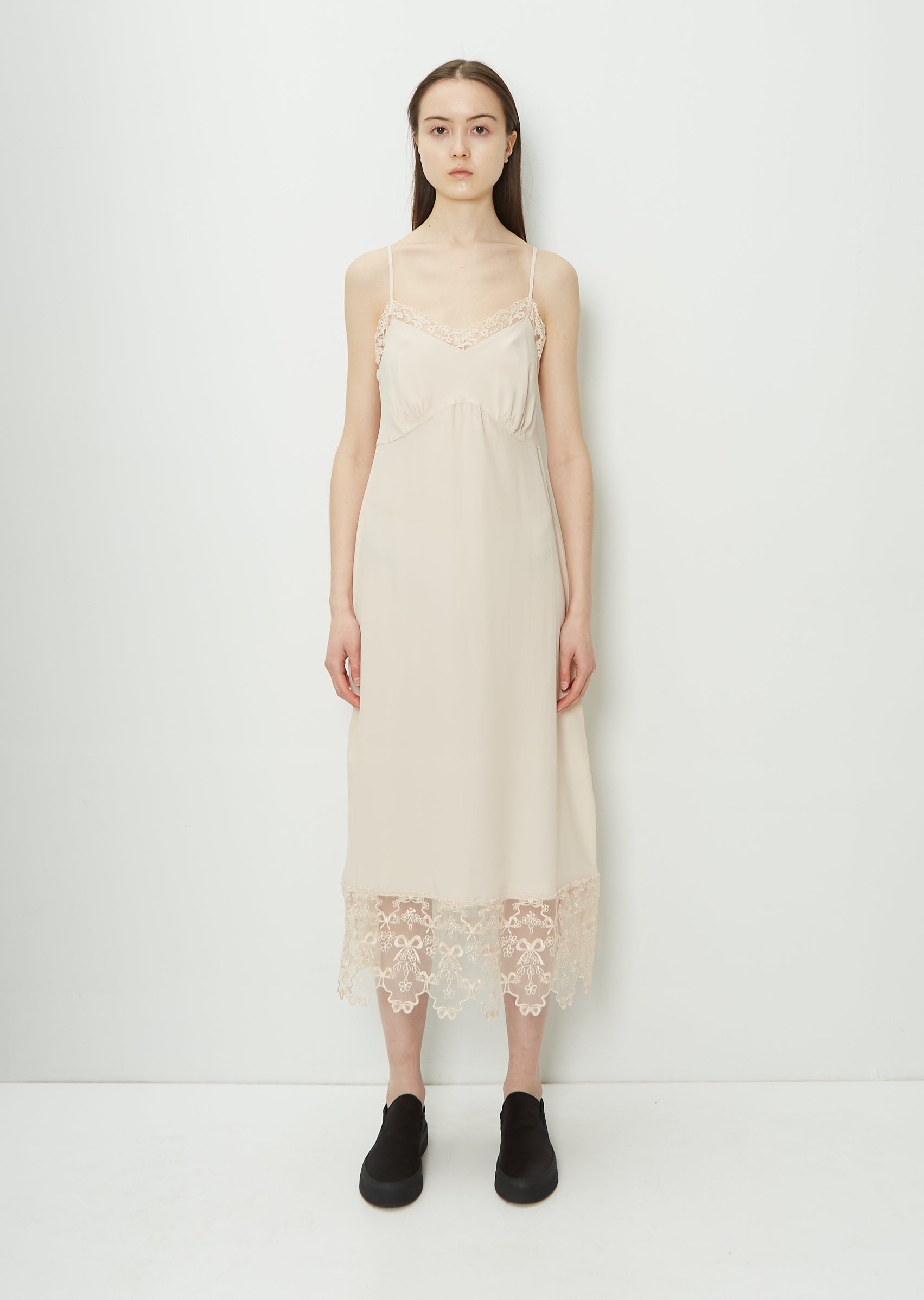 Lace Trim Slip Dress Nude La Garonne Lace Trim Slip Dress Nude La Garonne
