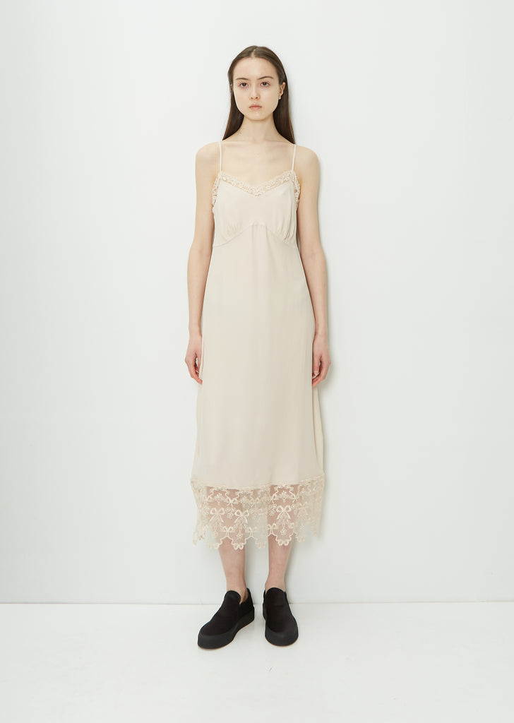 Lace Trim Slip Dress — Nude