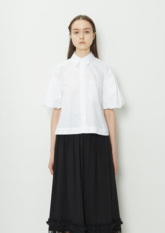 Puff Sleeve Daisy Shirt — White/Pearl