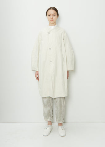 Half-length Cotton Linen Collarless Coat