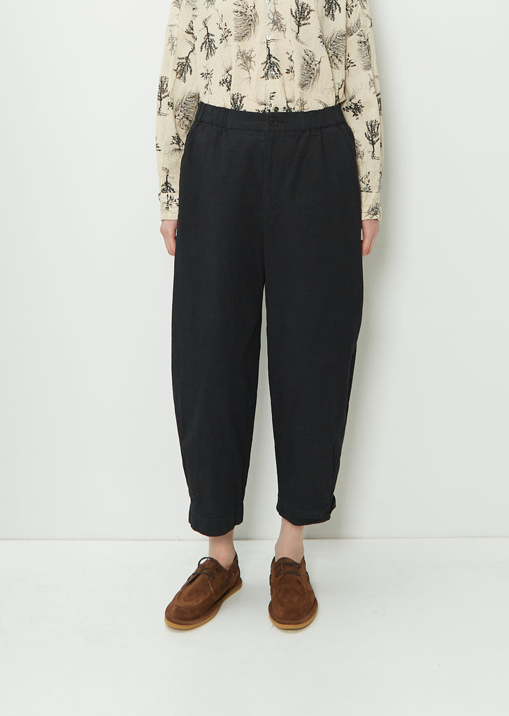 Cotton Linen Tapered Pants — Black