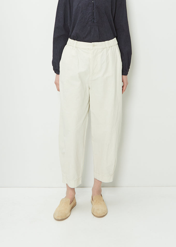 Cotton Linen Tapered Pants — Ivory