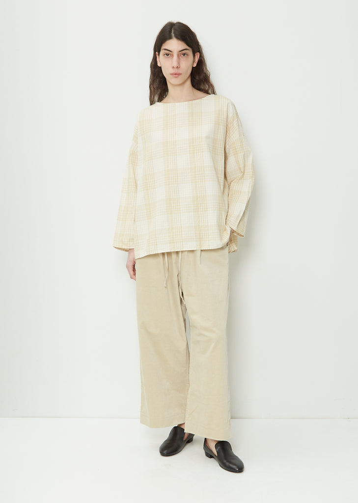 Linen Pullover — Beige Check