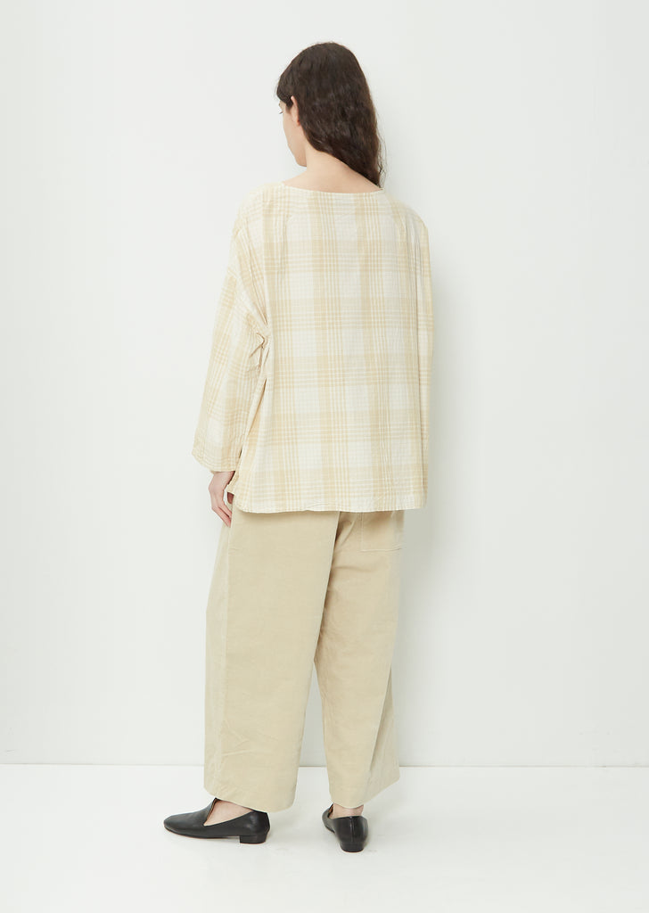Linen Pullover — Beige Check