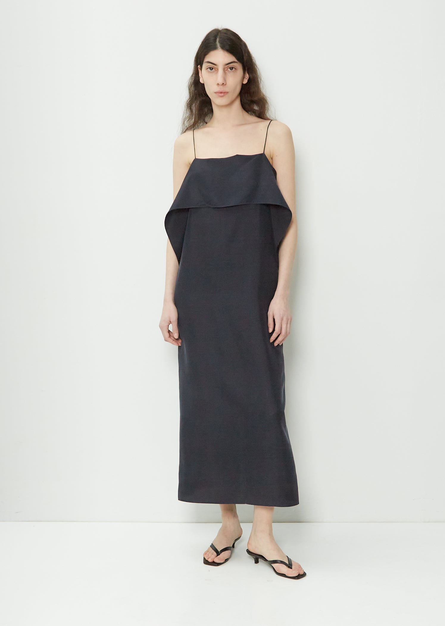 Draped Silk Cami Dress Navy La Garonne Draped Silk Cami Dress Navy La Garonne