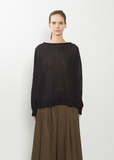 Boatneck Linen Cashmere Sweater — Black