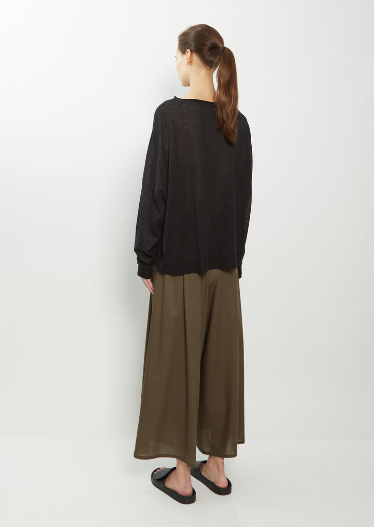 Boatneck Linen Cashmere Sweater — Black
