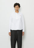 Round Collar Long Sleeve Cotton Shirt — White