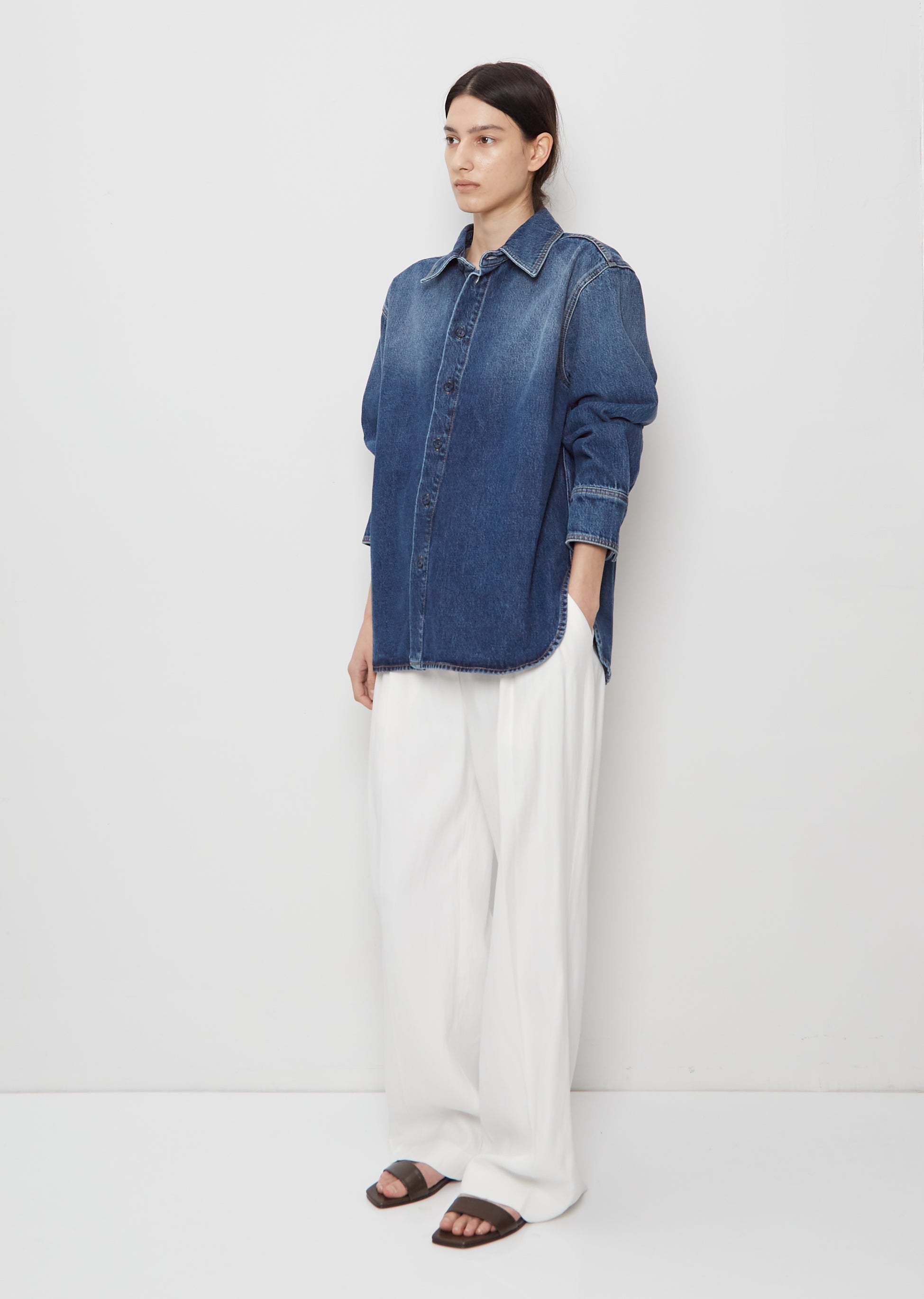 loulou studio denim dress Loulou Studio Wular Straight-Leg Ankle Denim Pants 27