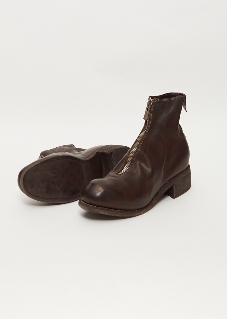 Front Zip Boots PL1 — Dark Brown