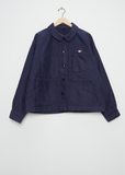 Unisex Long French Coverall Cotton Jacket — Navy