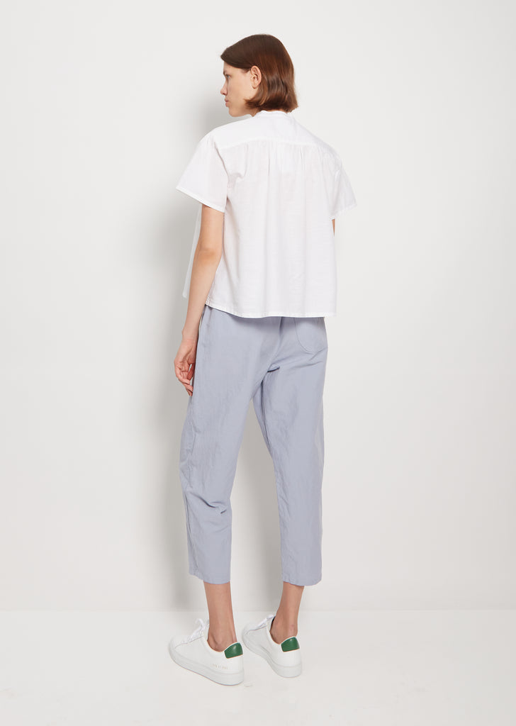Mandarin Collar Cotton Linen Shirt — White