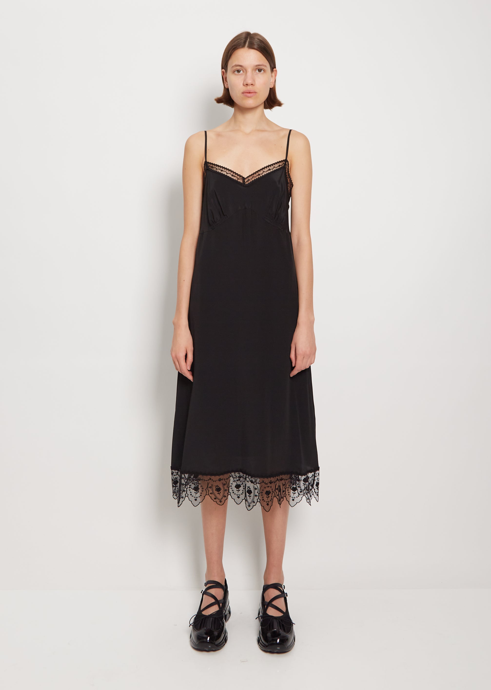 【関税&送料込】Simone Rocha Crepe De Chine Slip Dress With Bow-detail crêpe de chine slip dress in beige - Simone Rocha