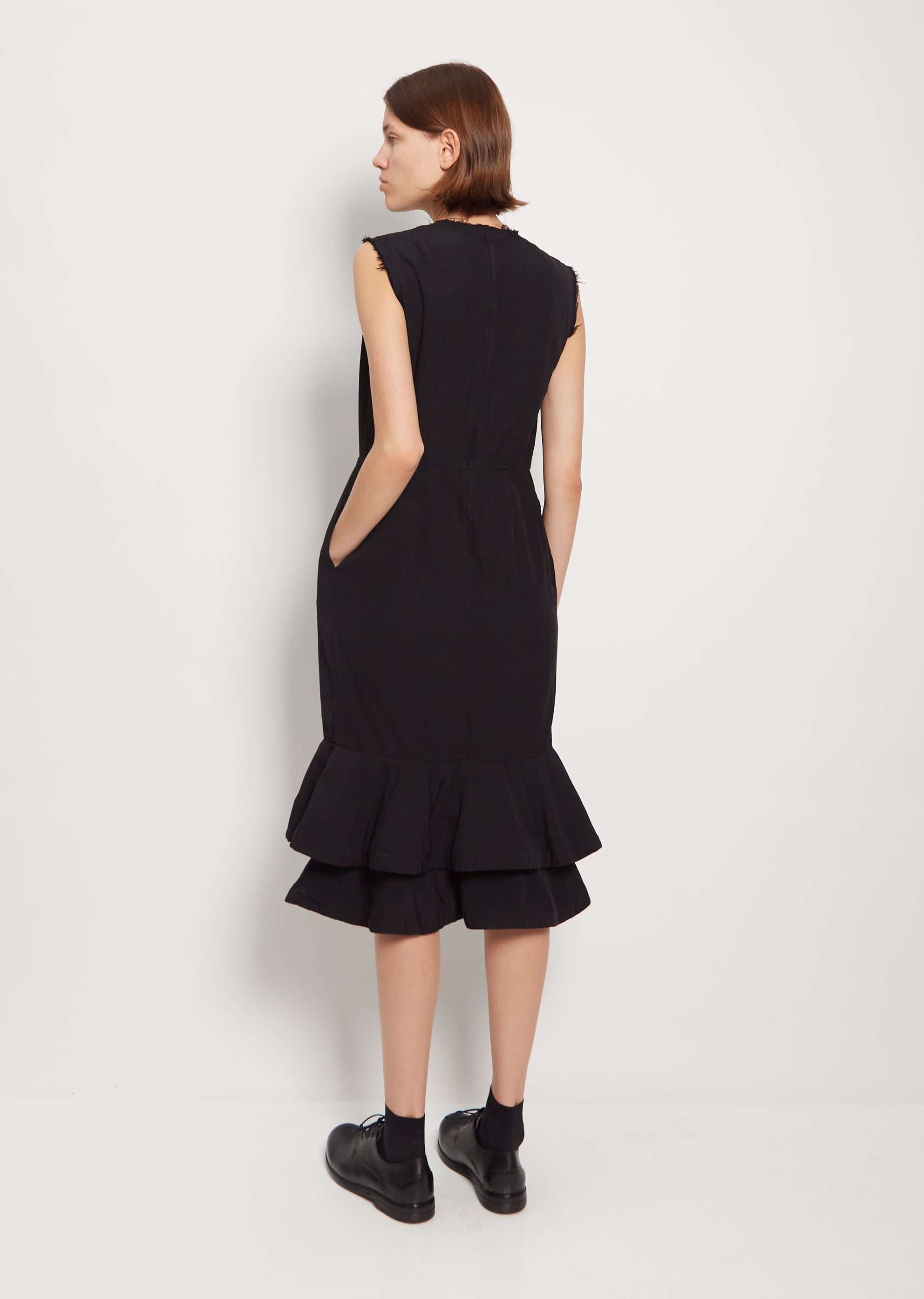 black peplum sheath dress Elegant Neoprene Peplum Dress with Side Slit - Black or White