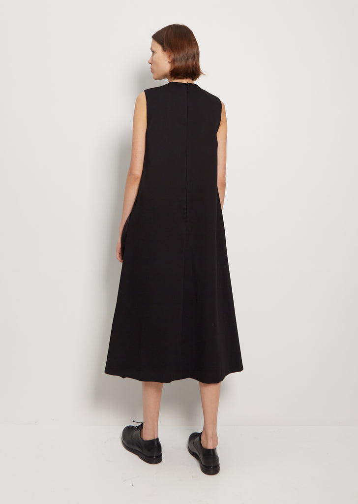 Viscose Twill & Organdy Pleats Dress — Black