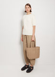 Small Washed Canvas 6-Pockets Tote — Taupe