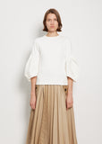 Nylon Twill Mix Cotton Jersey Pullover — White
