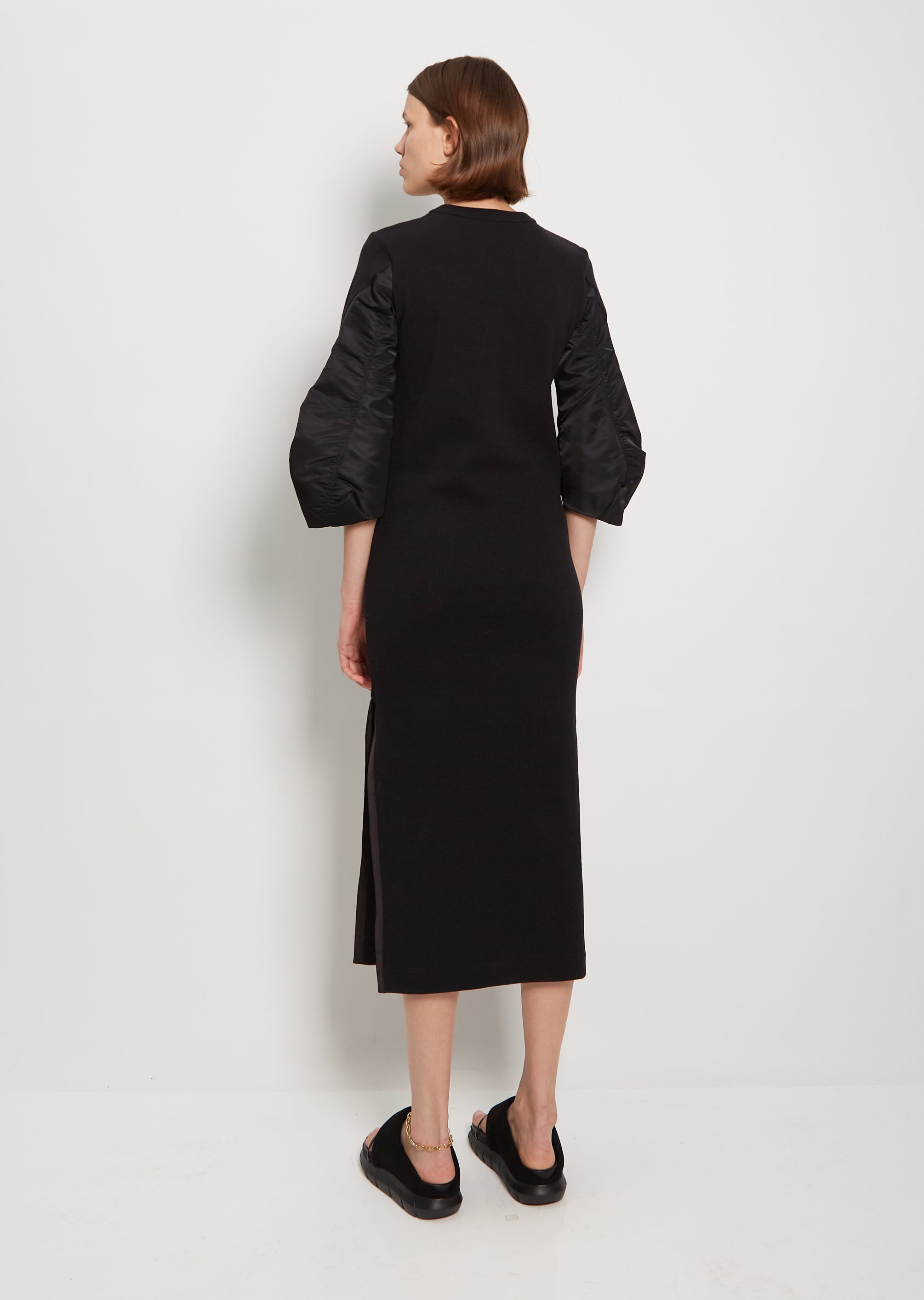 Nylon Twill Mix Cotton Jersey Dress La Garonne Nylon Twill Mix Cotton Jersey Dress La Garonne