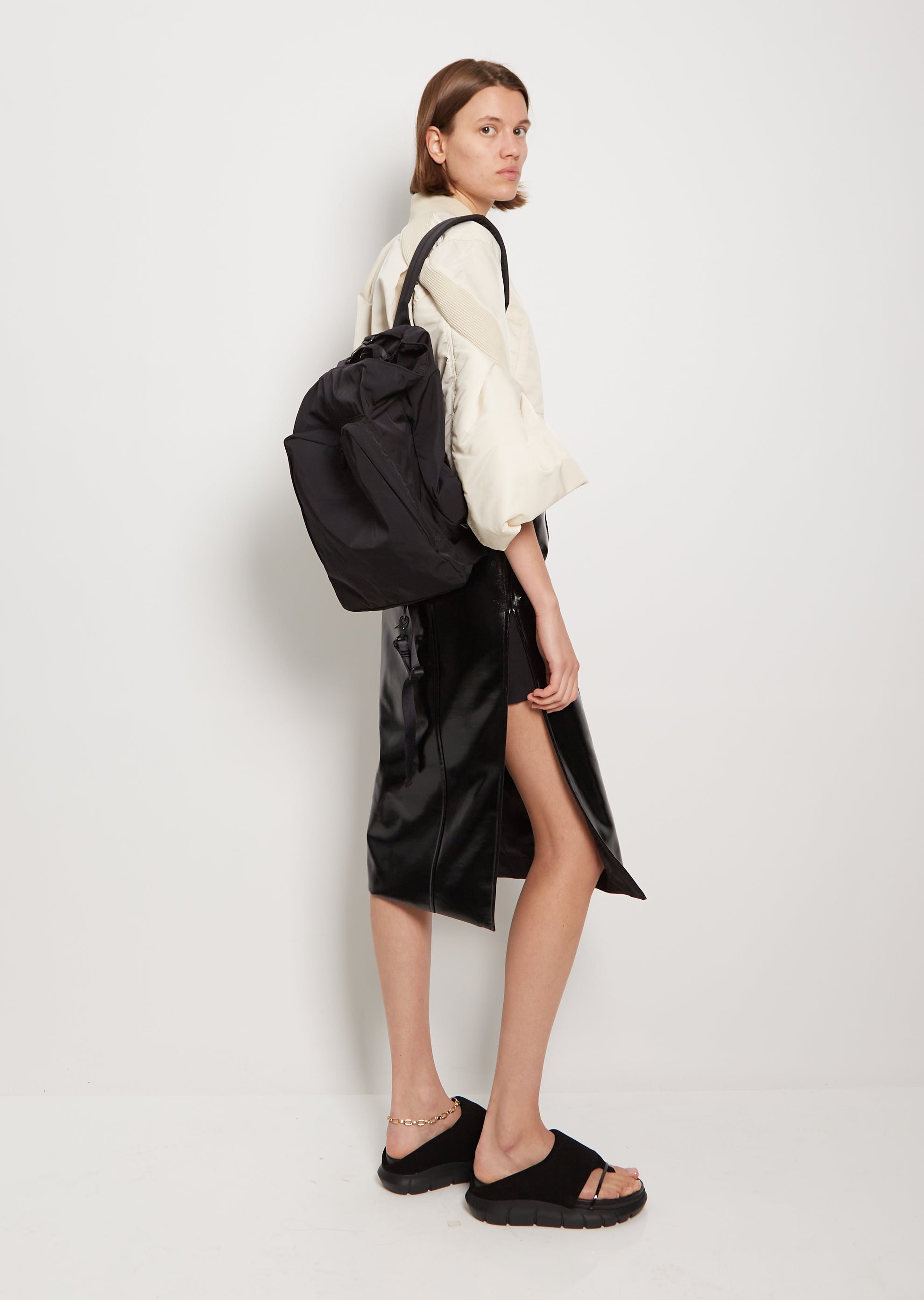 Gabardine 2-Way Backpack — Black – La Garçonne Gabardine 2-Way Backpack — Black – La Garçonne