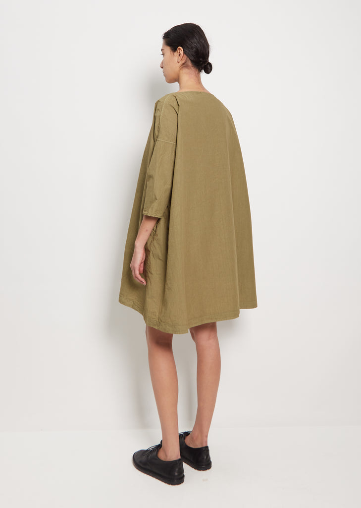 Tissue Cotton Boatneck Dress — Khaki