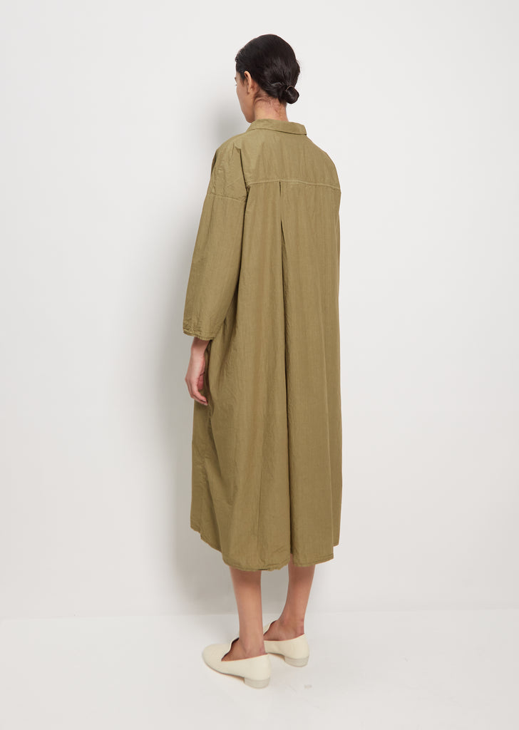 Tissue Cotton Tailored Collar Dress — Khaki