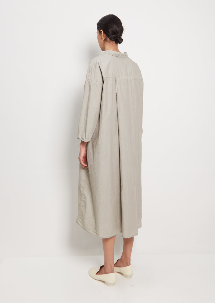 Tissue Cotton Tailored Collar Dress — Stone Grey