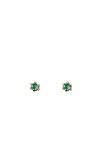 Rose Gold Emerald Stud Earrings