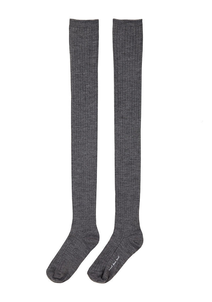Wool Rib Thigh High Socks