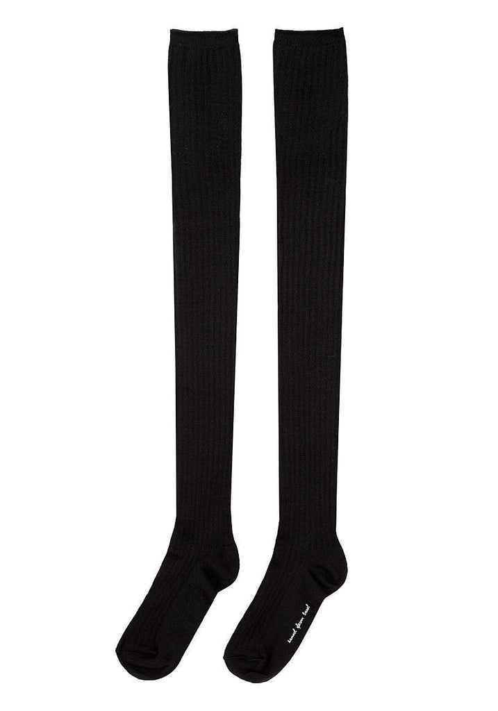 Wool Rib Thigh High Socks