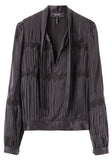 Jina Pleated Top with Tie Collar