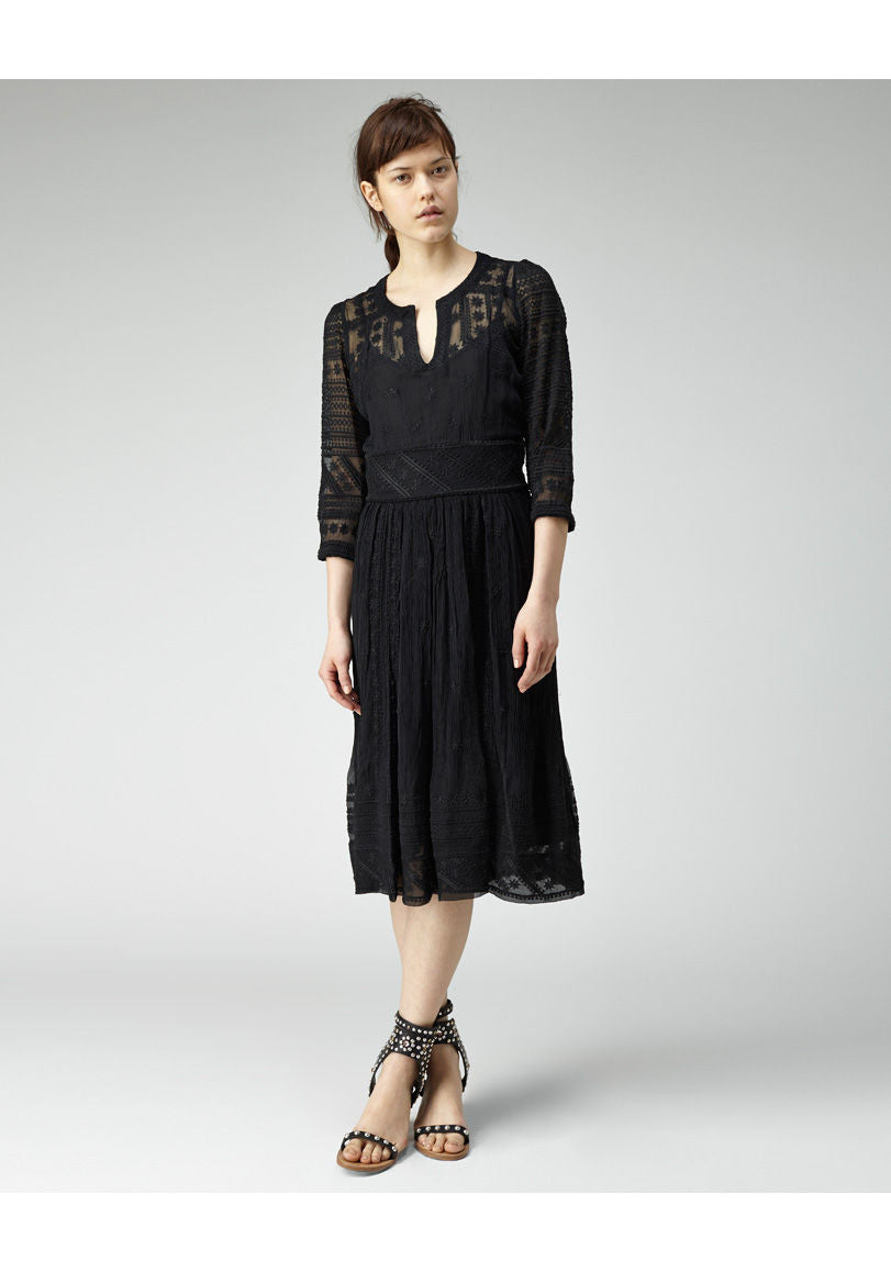 isabel marant embroidered dress Lindy lace-trimmed embroidered ramie maxi dress - beige