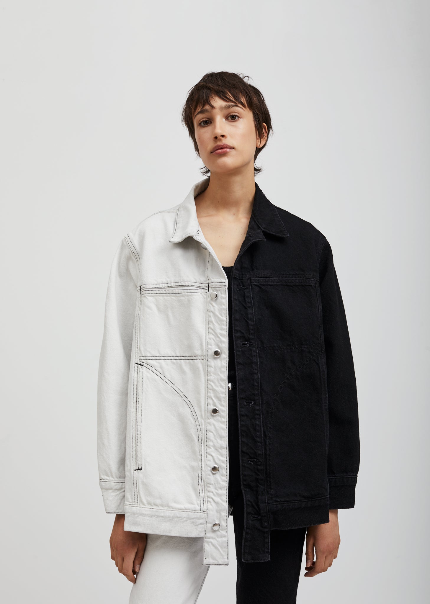 Two Tone Denim Jacket by Eckhaus Latta- La Garçonne