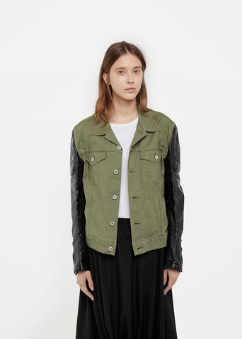 Synthetic Leather Sleeve Jacket