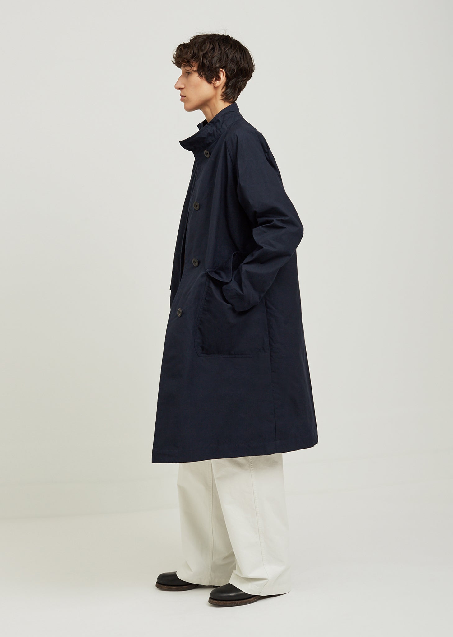 Waxed Cotton Fishermans Mac Coat by MHL by Margaret Howell- La Garçonne