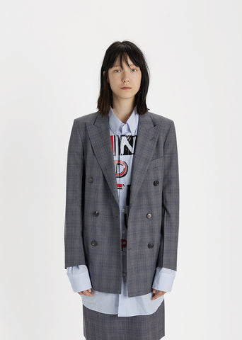 Double Breasted Check Blazer