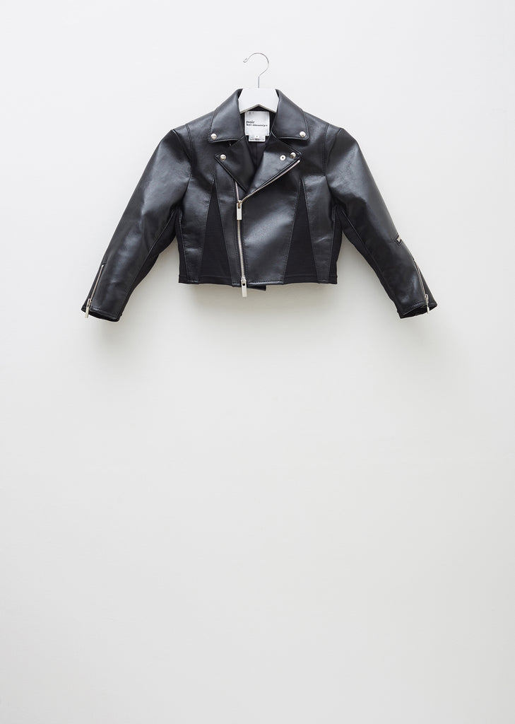 Synthetic Leather Shrunken Moto Jacket