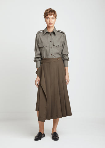 Fleet Fluid Wool Midi Skirt