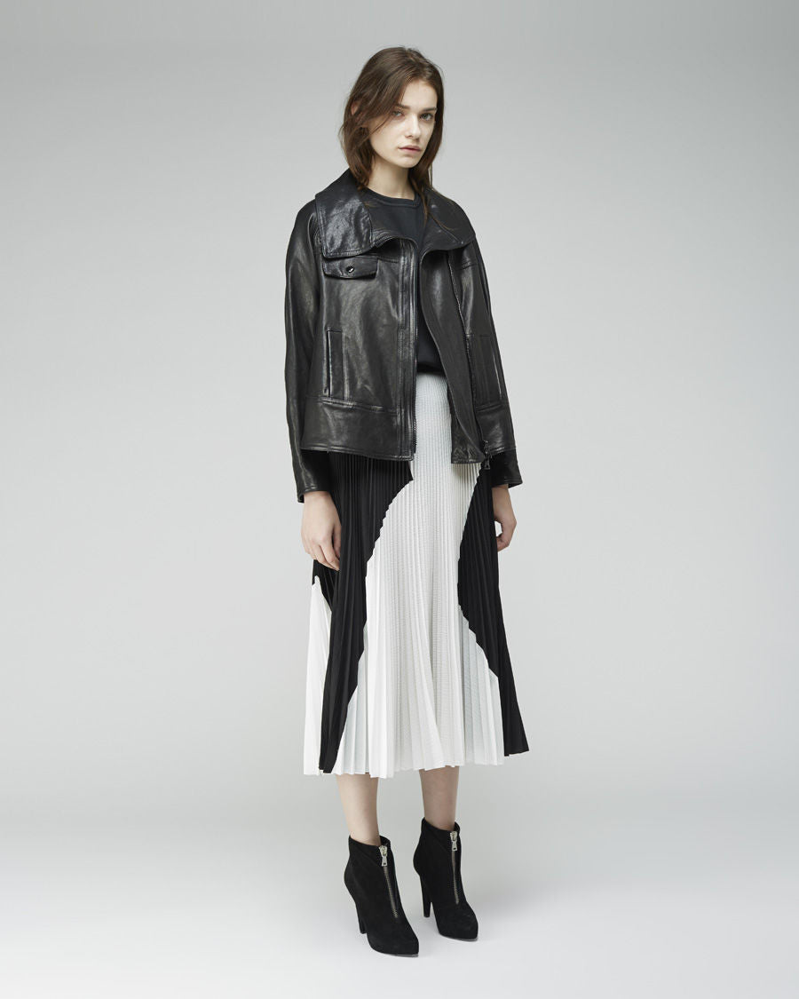 Flared Leather Moto Jacket – La Garçonne