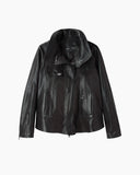 Flared Leather Moto Jacket