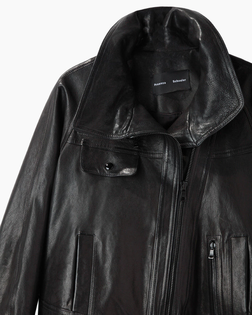 Flared Leather Moto Jacket