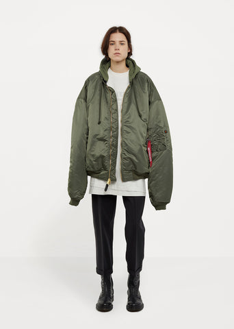 X Alpha Industries Oversized Reversible Bomber - X-Small / Green Black