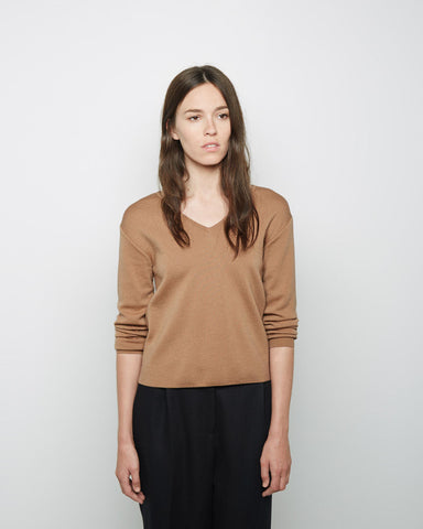 Gathered Sleeve V-Neck