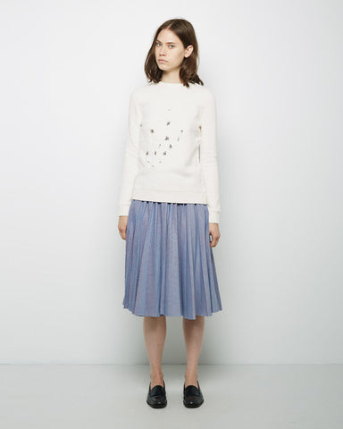 Velour Checkered Fan Pleat Skirt