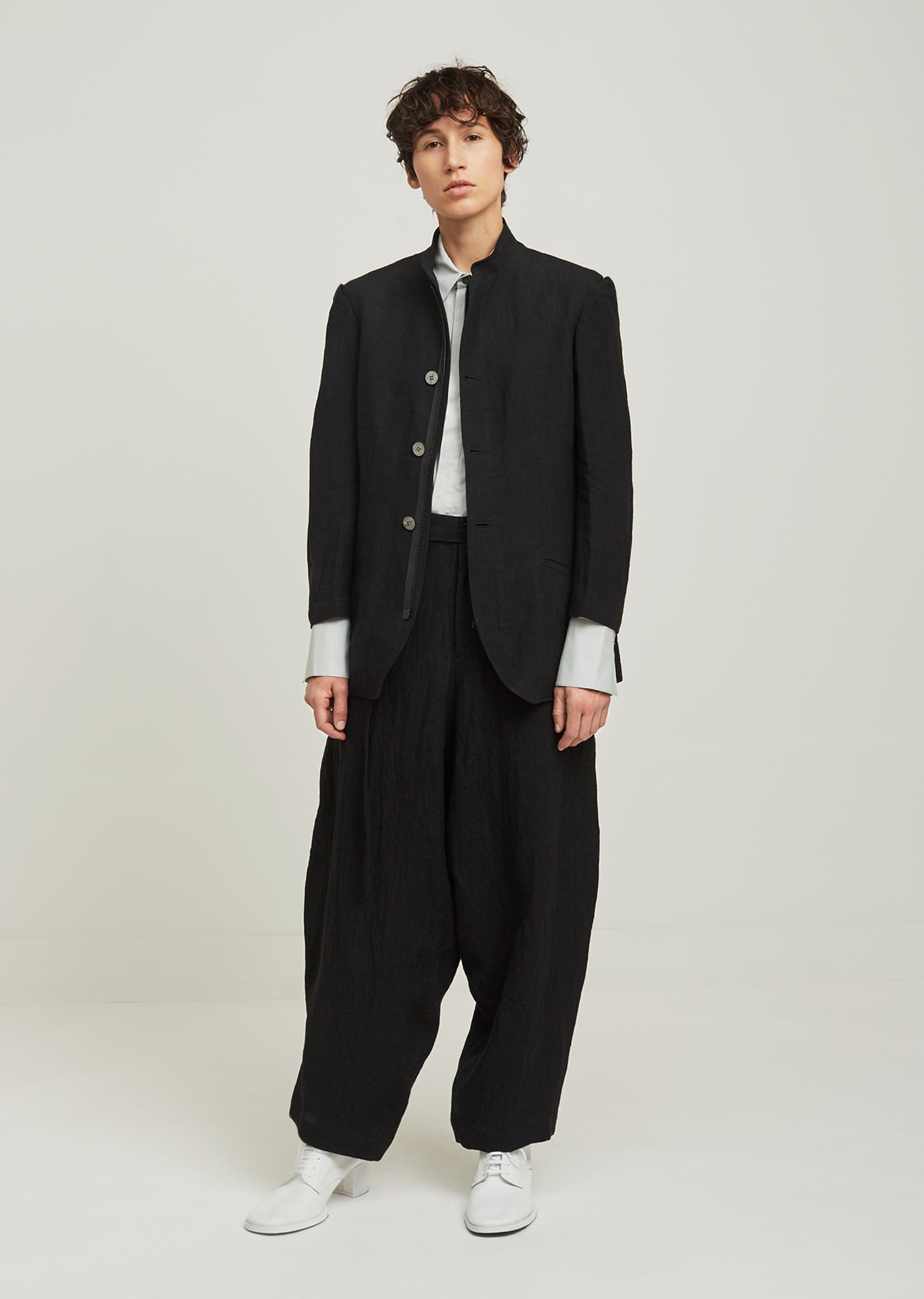 60 Sulfurated Stand Collar Jacket by Yohji Yamamoto- La Garçonne