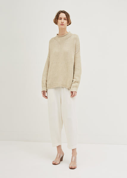 Cotton Linen Bateau Roll Neck Sweater by Lauren Manoogian- La Garçonne