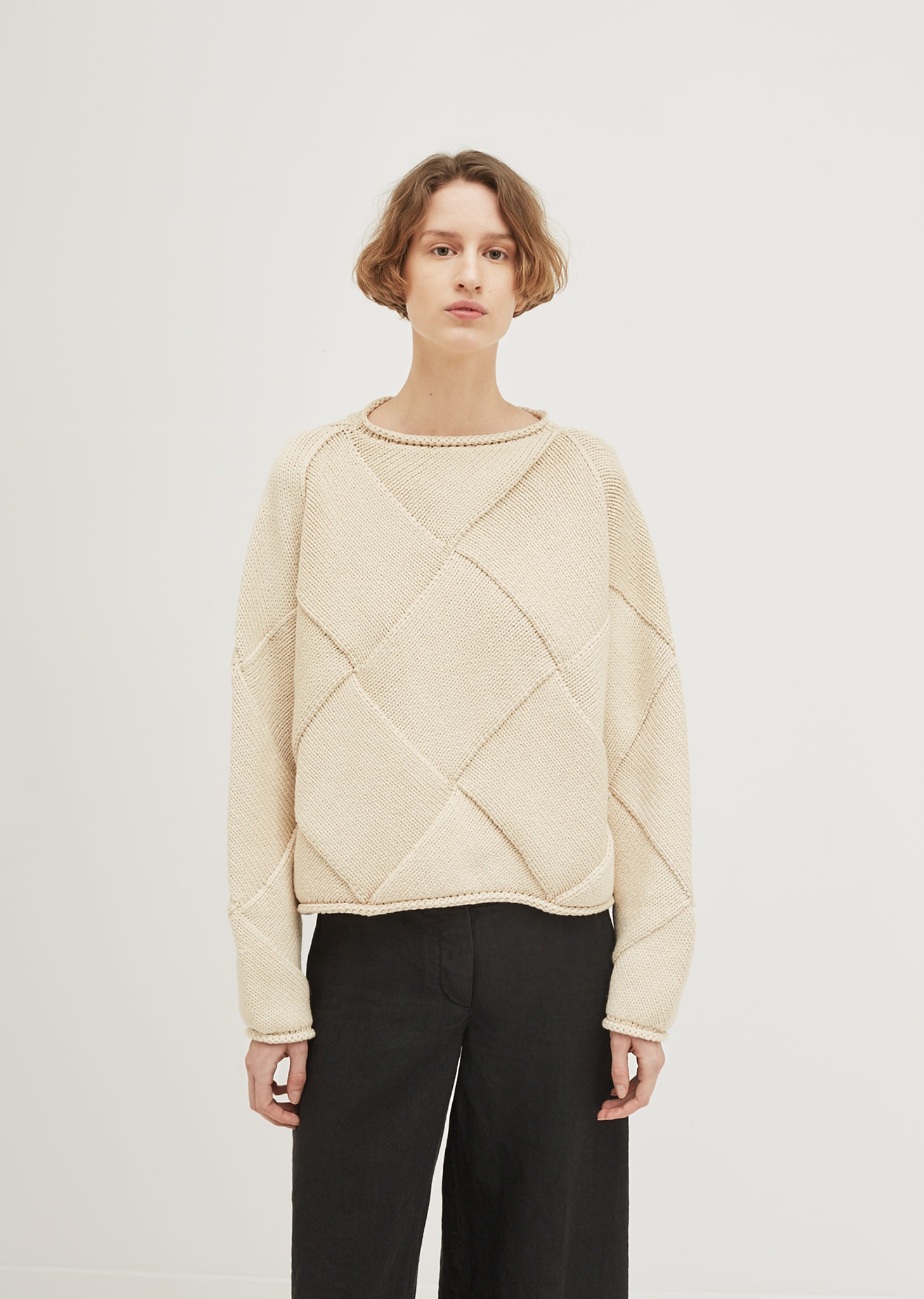 Cotton Merino Entrelac Sweater by Lauren Manoogian- La Garçonne
