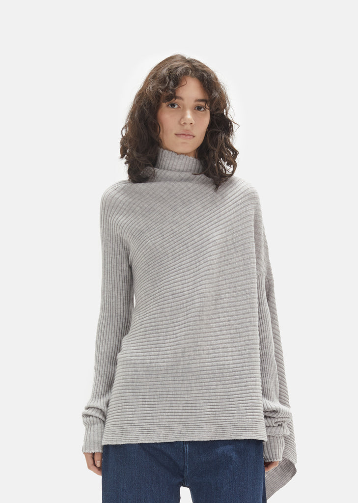 Merino Wool Draped Asymmetric Sweater