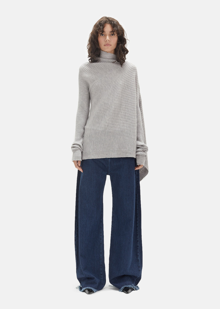 Merino Wool Draped Asymmetric Sweater