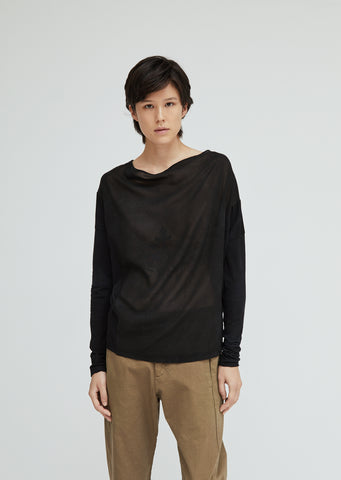 Boat Neck Draped Cotton Top