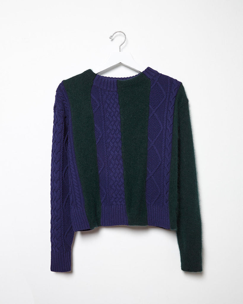 Bi-Color Striped Knit Pullover
